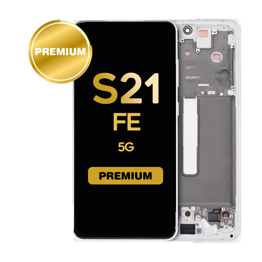 [LCD-S21FE-WF-WH] OLED Assembly for Samsung Galaxy S21 FE 5G (G990) with Frame (US & International) (Premium) (White)