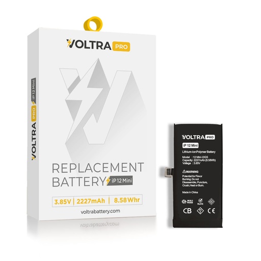 [BAT-VR-I12M-PRO-DGS] VOLTRA Pro (No Pop-Up) Battery For iPhone 12 Mini (Ground Shipping Only)