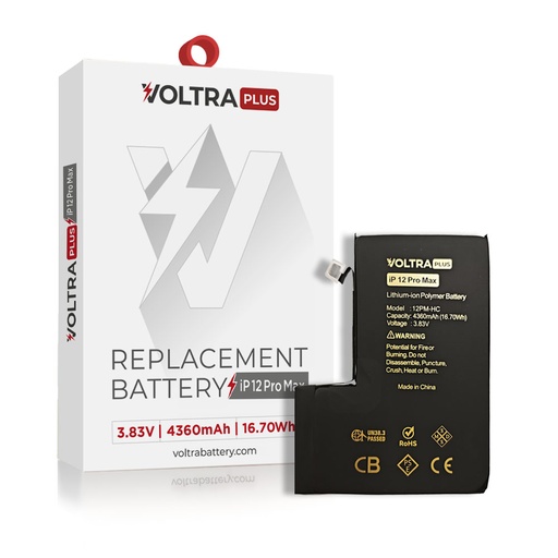 [BAT-VR-I12PM-PLS-HC] VOLTRA Plus High Capacity Battery For iPhone 12 Pro Max (Ground Shipping Only)