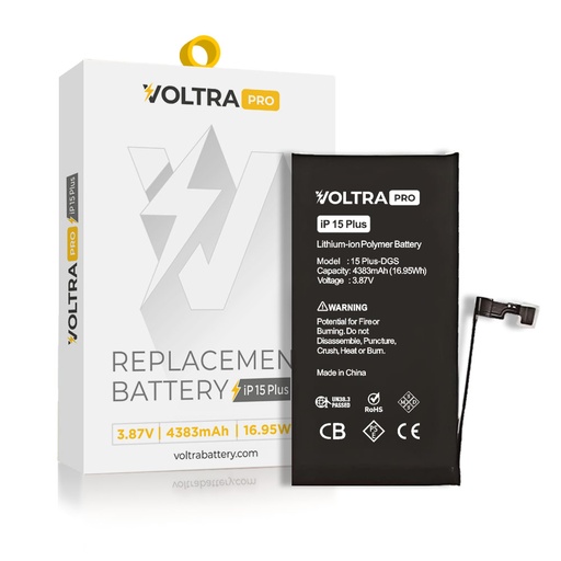 [BAT-VR-I15M-PRO-DGS] VOLTRA Pro (No Pop-Up) Battery For iPhone 15 Plus (Ground Shipping Only)