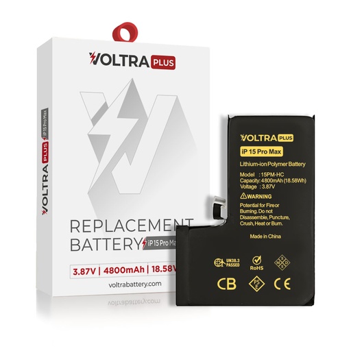 [BAT-VR-I15M-PLS-HC] VOLTRA Plus High Capacity Battery For iPhone 15 Plus (Ground Shipping Only)