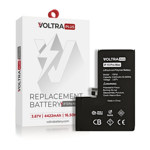 [BAT-VR-I15PM-PLS] VOLTRA Plus Battery For iPhone 15 Pro Max (Ground Shipping Only)