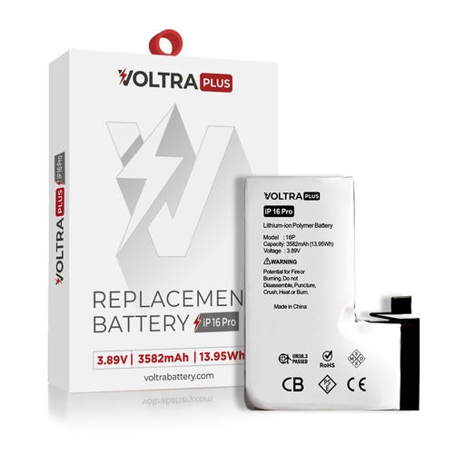 [BAT-VR-I16P-PLS] VOLTRA Plus Battery For iPhone 16 Pro (Ground Shipping Only)