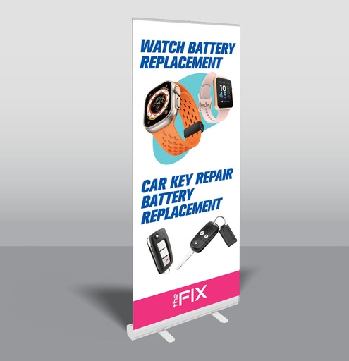 [TL-RB-EN-CKR] The Fix - Car Key Repair - Roll Up Banner (English)(The Fix Stores Only. Non-affiliated orders will be cancelled.)