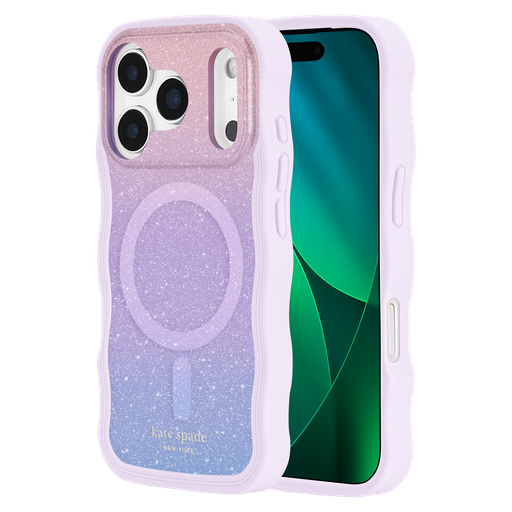 [KS057330] Kate Spade - Wavy Magsafe Case For Apple Iphone 17 Pro - Opal Glitter