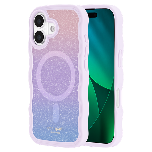 [KS057412] Kate Spade - Wavy Magsafe Case For Apple Iphone 17 - Opal Glitter
