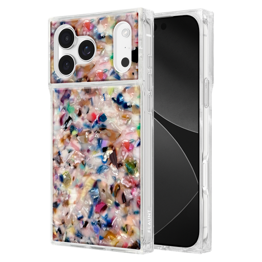 [FT057268] Flaunt - Square Magsafe Case For Apple Iphone 17 Pro Max - Rainbow Confetti Tortoise Shell