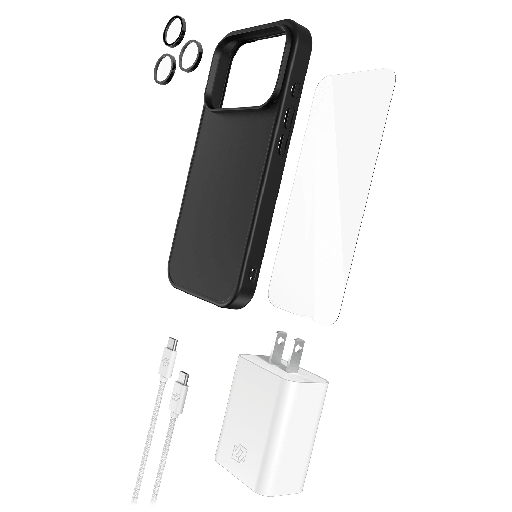 [GGBD5XP400AP13A] Gadget Guard - 5 In 1 Bundle Includes Magsafe Case  /   Camera Lens Protector  /   Glass Screen Protector  /   30w Charging Block  /   1.8m Cable For Apple Iphone 17 Pro - Black