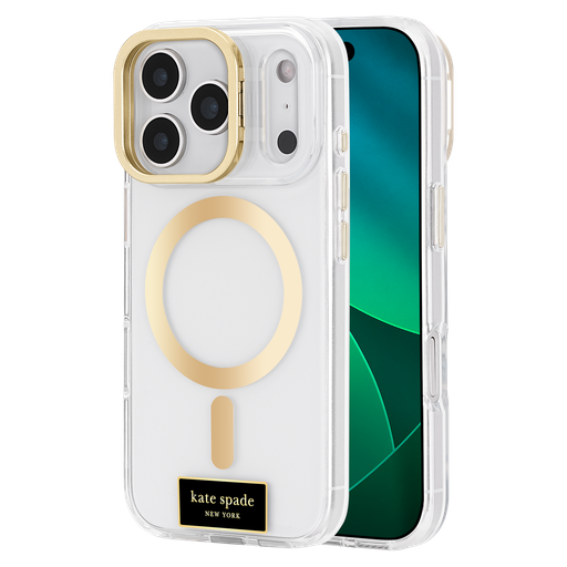 [KS057326] Kate Spade - Protective Magsafe Case With Stand For Apple Iphone 17 Pro - Icon Clear