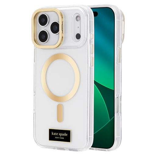 [KS057252] Kate Spade - Protective Magsafe Case With Stand For Apple Iphone 17 Pro Max - Icon Clear