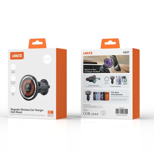 [JC-H027-D006-BK] iJoltz - 15W Magnetic Wireless Charging Car Mount