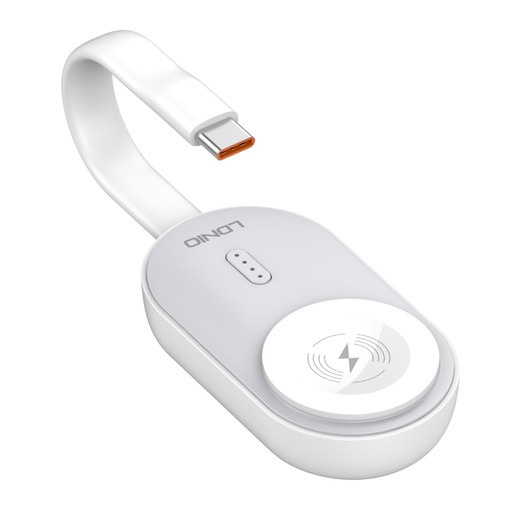 [ACE-LDN-AW005-1200-WH] LDNIO AW005 1200 mAh 2.5W Watch Wireless Mobile Charger (White)