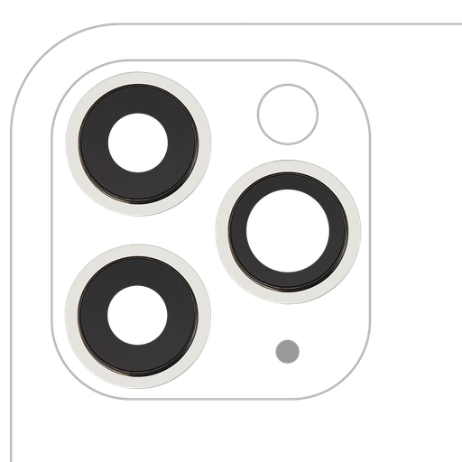 [SP-I11P-BCLWBB-3S-AM-WH] Back Camera Lens With Bracket / Bezel For iPhone 11 Pro / Pro Max (3 Piece Set) (Aftermarket) (White)