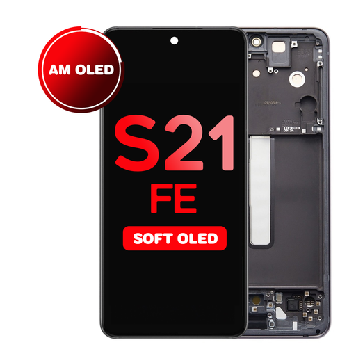 [LCD-S21FE-WF-HQ-GP] OLED Assembly for Samsung Galaxy S21 FE 5G (G990) with Frame (Aftermarket Plus - Soft OLED / 120Hz) (US & International Version) - Graphite 