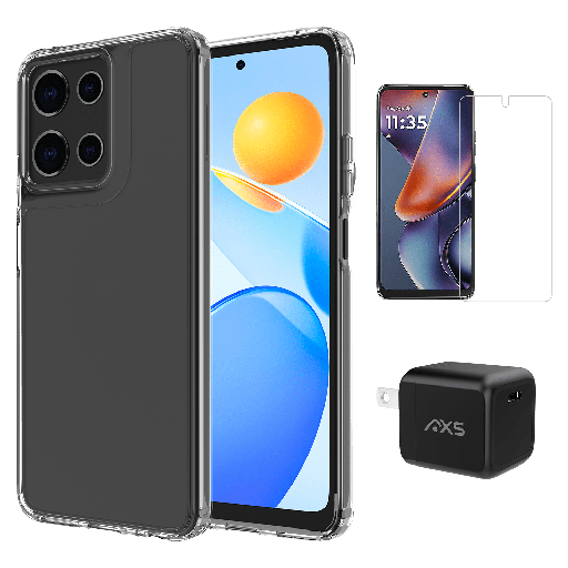 [USK33210] Axs - Starter Kit Includes Ultra Clear Case Screen Protector And 30w Charger For Motorola Moto 5g 2025 - Clear