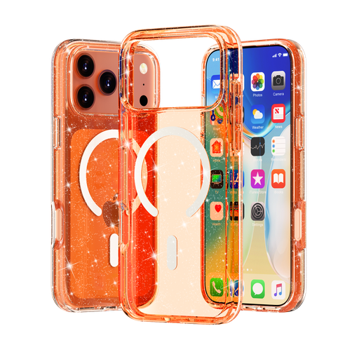 [CS-I17P-MTSC-SPOR] Transparent Color Case with Magsafe for iPhone 17 Pro - Sparkle Orange