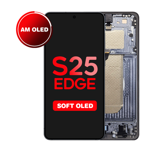 [LCD-S25E-WF-HQ-BK] OLED Assembly for Samsung Galaxy S25 Edge (S937) with Frame (Titanium Jet Black) (Aftermarket OLED)