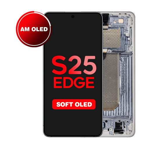 [LCD-S25E-WF-HQ-SI] OLED Assembly for Samsung Galaxy S25 Edge (S937) with Frame (Titanium Silver) (Aftermarket OLED)