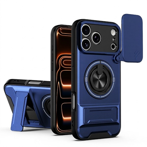 [CS-I17P-AORC-DBL] All-In-One Rugged Case for iPhone 17 Pro - Dark Blue