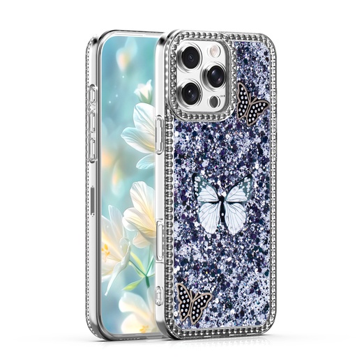 [CS-I15P-SBC-BK] Shiny Butterfly Case for iPhone 15 Pro - Black