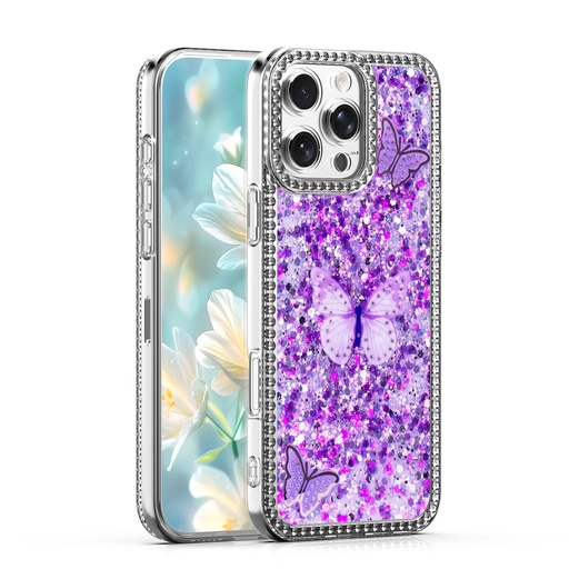 [CS-I14P-SBC-PU] Shiny Butterfly Case for iPhone 14 Pro - Purple