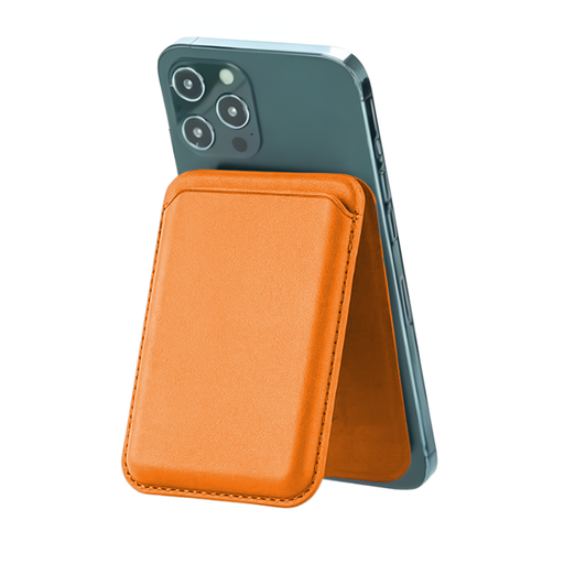 [AC-CH-MWS-OR] Premium Magnetic Leather Wallet and Stand - Orange