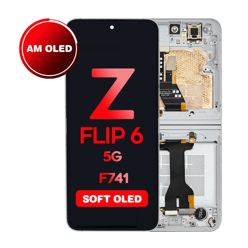 [LCD-ZFL6-WF-HQ-WH] OLED Assembly (Inner) for Samsung Galaxy Z Flip 6 5G (F741) With Frame - White (Aftermarket - OLED)