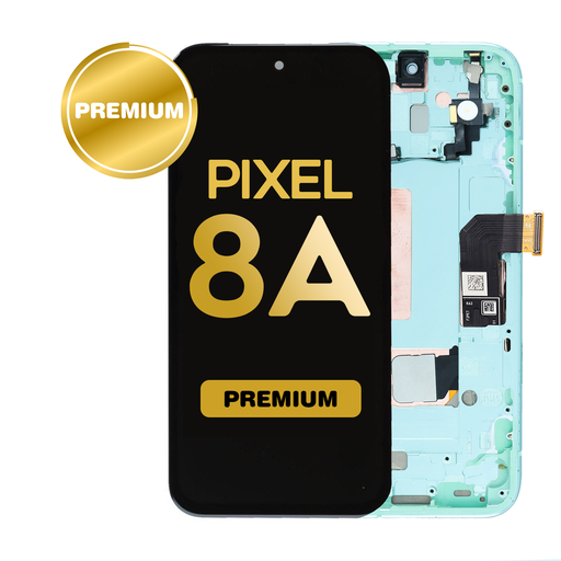[LCD-GP8A-WF-FP-GR] OLED Assembly for Google Pixel 8A With Frame (With Fingerprint Sensor) - Aloe (Premium)