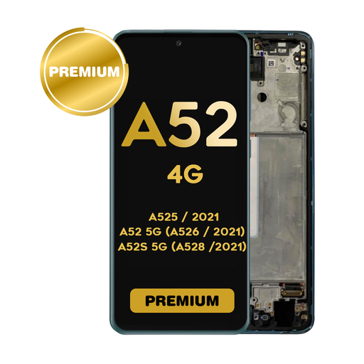 [LCD-A526-WF-BL] OLED Assembly with frame For Samsung Galaxy A52 4G (A525 / 2021) / A52 5G (A526 / 2021) / A52S 5G (A528 /2021) - With Frame - Blue (Premium)
