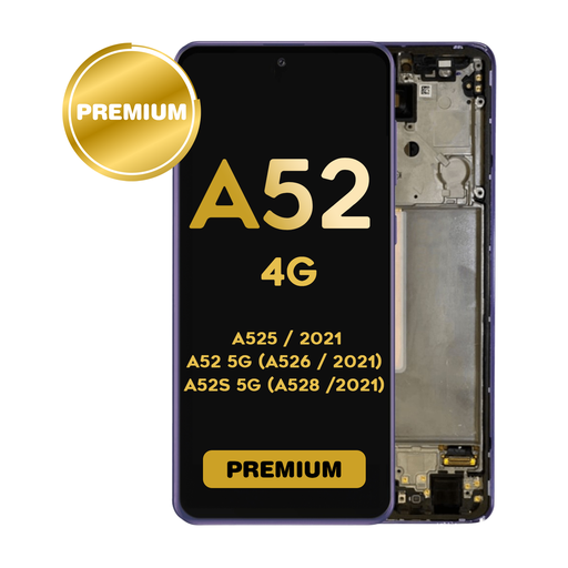 [LCD-A526-WF-VI] OLED Assembly with frame For Samsung Galaxy A52 4G (A525 / 2021) / A52 5G (A526 / 2021) / A52S 5G (A528 /2021) - With Frame - Violet (Premium)