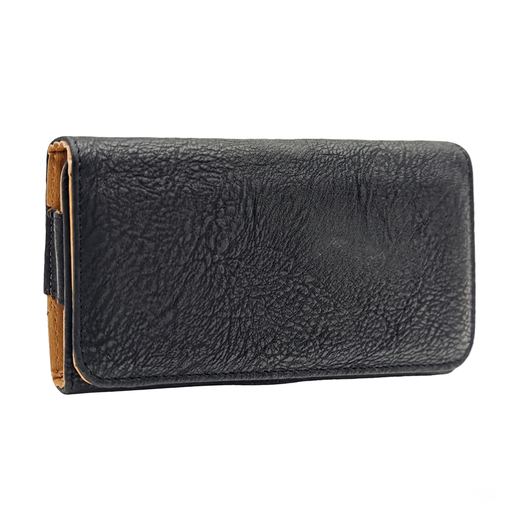 [CS-UNV-POUCH-HRZ-MBKTX] Horizontal Pouch Case Textured Leather Black - Medium