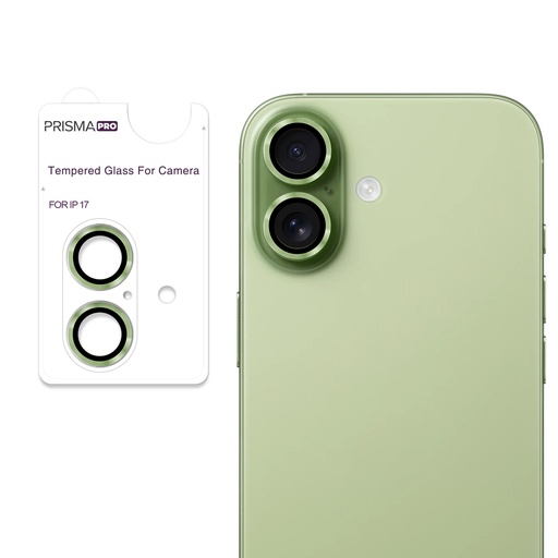 [PP-I17-RCL-GR] Prisma Pro Shield - Ring Camera Lens w/HD Tempered Glass  for iPhone 17 (Light Green)