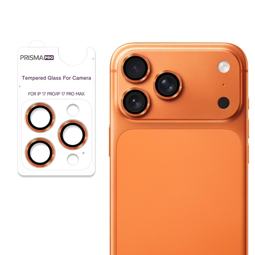 [PP-I17PM-RCL-OR] Prisma Pro Shield - Ring Camera Lens w/HD Tempered Glass  for iPhone 17 Pro / 17 Pro Max (Orange)