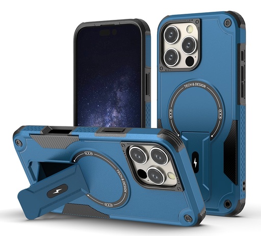 [CS-I14P-SSCM-BL] Shockproof Stand Case with Magsafe for iPhone 14 Pro - Blue