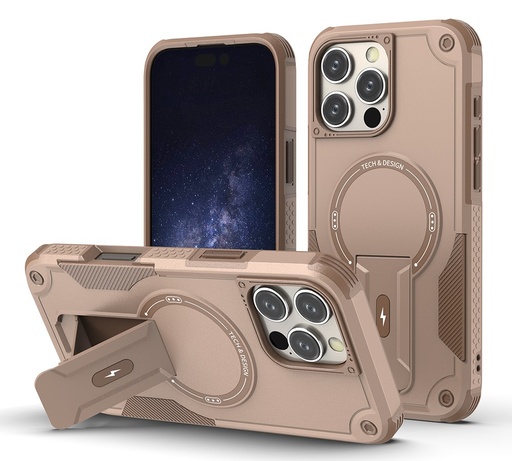 [CS-I14P-SSCM-DST] Shockproof Stand Case with Magsafe for iPhone 14 Pro - Desert