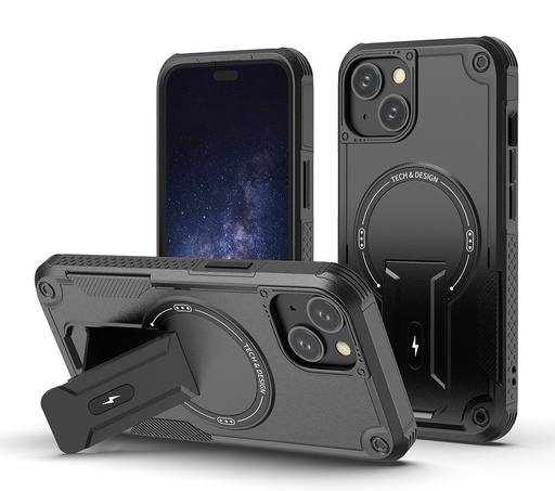 [CS-I14-SSCM-BK] Shockproof Stand Case with Magsafe for iPhone 14 / 13 - Black