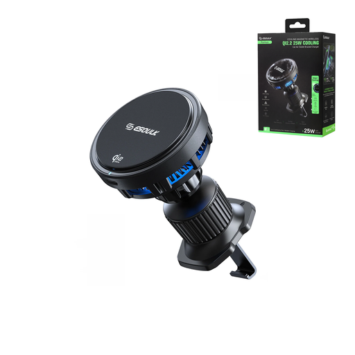 [ACE-EK6013-02-25W-BK] Esoulk EK6013-02 25W Qi2.2 Cooling Magnetic Wireless Air Vent Car Charger (Black)