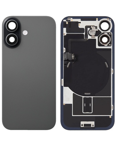 [SP-I17-BGWMM-NFC-WF-NO-BK] Back Glass with Frame and MagSafe Magnet and Wireless NFC Charging Flex for iPhone 17 (No Logo) (Black)