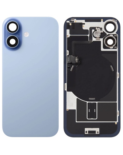 [SP-I17-BGWMM-NFC-WF-NO-BL] Back Glass with Frame and MagSafe Magnet and Wireless NFC Charging Flex for iPhone 17 (No Logo) (Mist Blue)