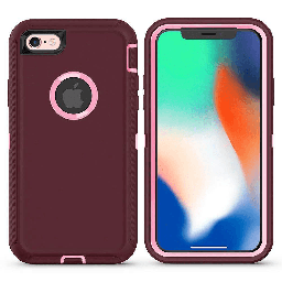 [CS-I7-OBD-BULPN] DualPro Protector Case  for iPhone 7/8 - Burgundy & Light Pink