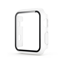 [CS-IW38-HPT-WH] Hard PC Case with Tempered Glass For iWatch 38mm - White