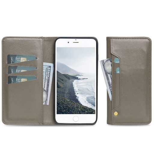 [CS-IX-LDC-GY] Ludic Leather Wallet Case  for iPhone X/Xs - Gray