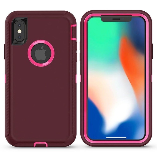 [CS-IXR-OBD-BULPN] DualPro Protector Case  for iPhone XR - Burgundy & LightPink
