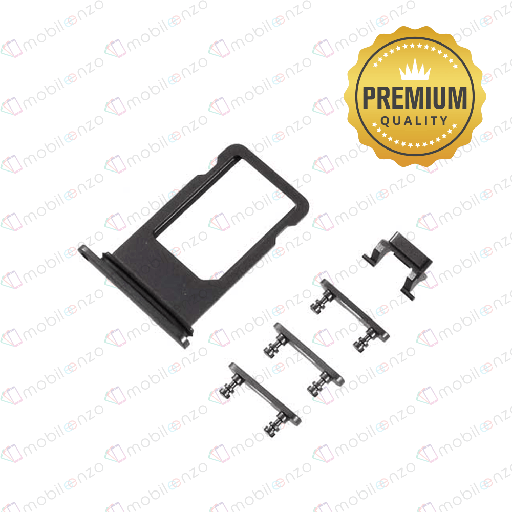 [SP-I8-ST-PM-BK] Sim Card Tray and Hard Buttons Set For iPhone 8 (Space Gray) (Premium) 