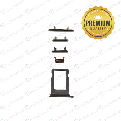 [SP-IXS-ST-PM-BK] Sim Card Tray and Hard Buttons Set For iPhone XS (Space Gray) (Premium) 