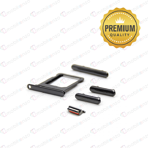 [SP-IX-ST-PM-BK] Sim Card Tray and Hard Buttons Set For iPhone X (Space Gray) (Premium) 