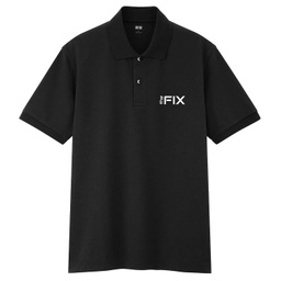 [TSHIRT-L-BK-M] Men's Black Polo T-Shirt - Size Large - Short Sleeve