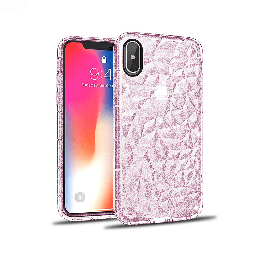 [CS-IXSM-3CC-GPN] 3D Crystal Case  for iPhone Xs Max - Glitter Pink