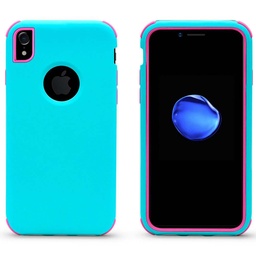 [CS-IXSM-BHCL-TEHPN] Bumper Hybrid Combo Layer Protective Case  for iPhone Xs Max - Teal & Hot Pink