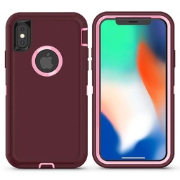 [CS-IXSM-OBD-BULPN] DualPro Protector Case  for iPhone Xs Max - Burgundy & Light Pink